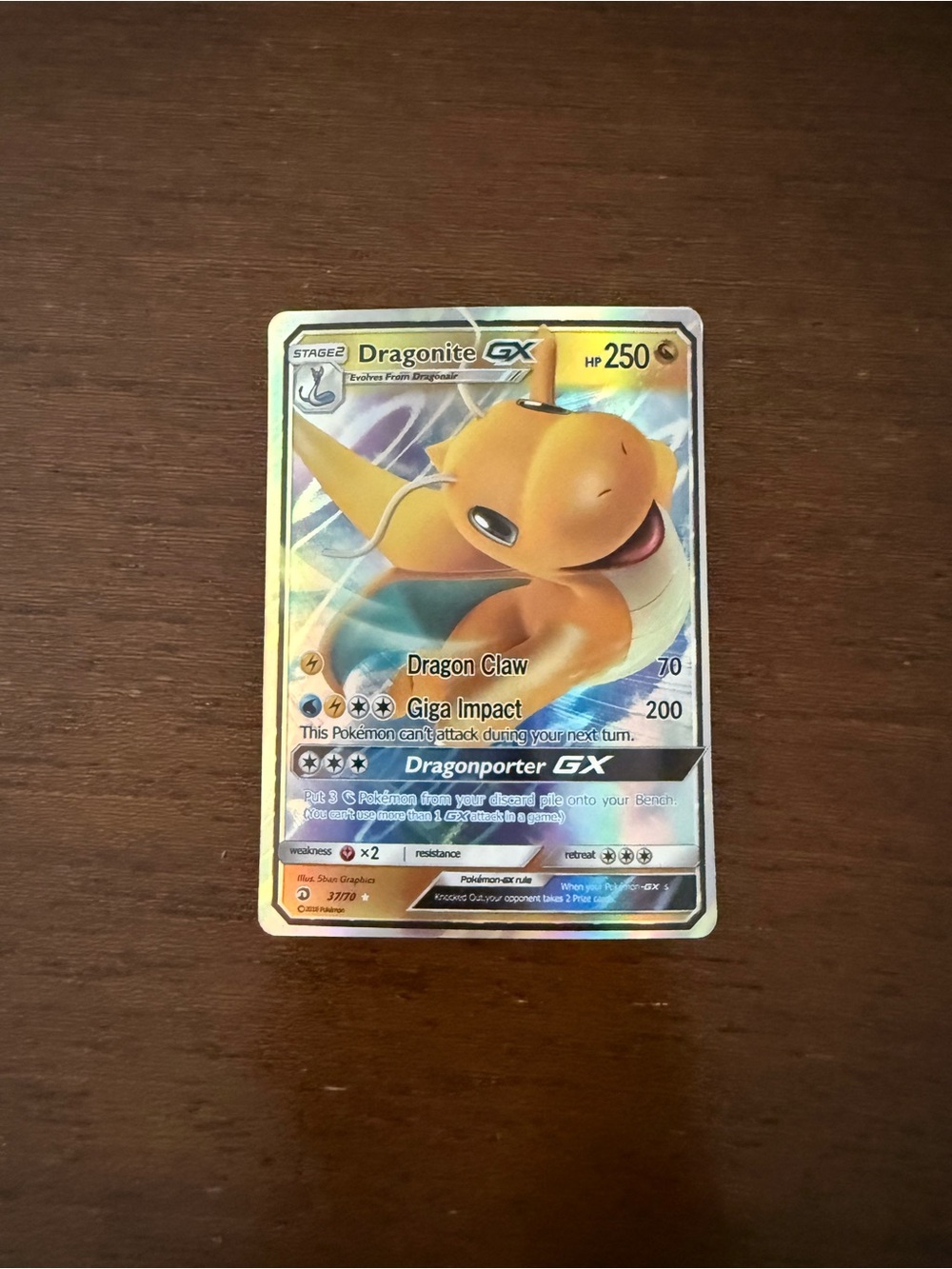 Dragonite GX Holofoil Pokémon Trading Card - Orange